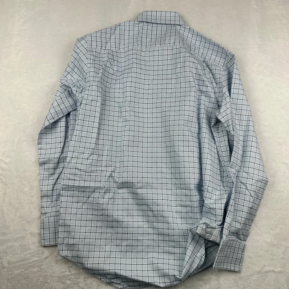 Banana Republic Mens Blue Check Cotton Button Shirt Small 14-14.5 80s Hong Kong